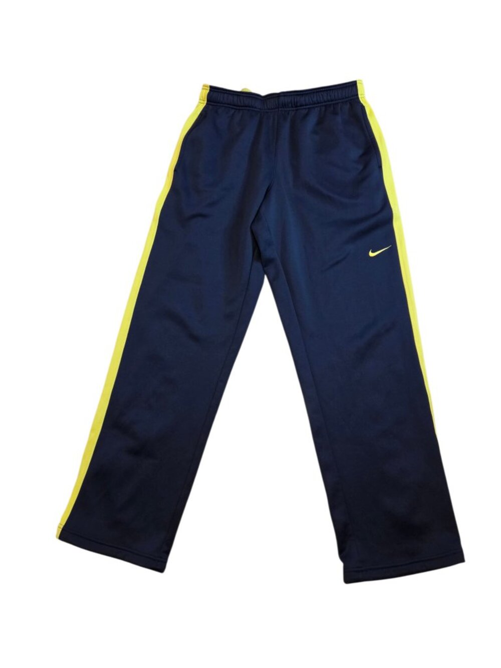 NIKE Therma Fit Track Pants Fleece-Lined Navy & Yellow Men's Size L